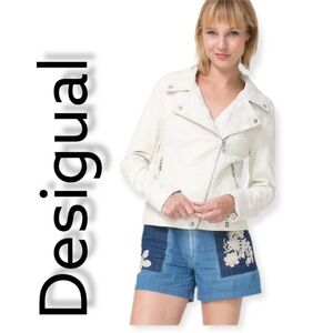 Desigual Women's Cream Leather Jacket